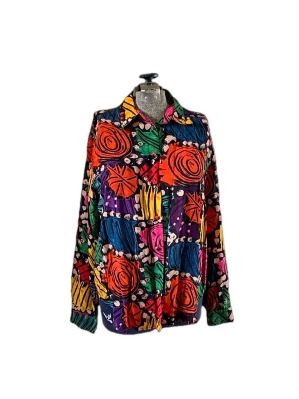 Large Allison Taylor colourful button up blouse
